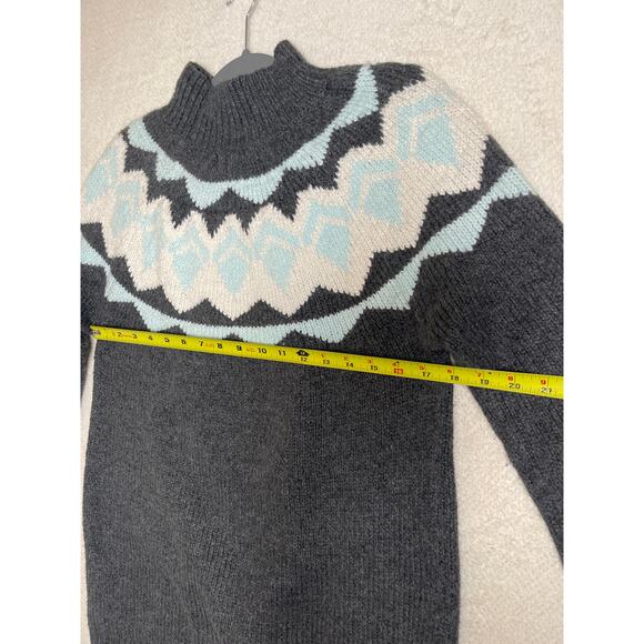 Banana Republic Women's Preppy Gorpcore Knit Tick Chunky Diamond Sweater Gray M - Picture 8 of 8